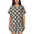 thumbnail image 1 of Naloa Daisy Plaid Black Women's Short-Sleeved Pajama Set, Loungewear, Summer pajamas, Breathable Cozy - 3X-Large, 1 of 9