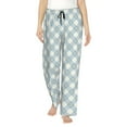 thumbnail image 1 of Naloa Daisy Plaid Blue Print Women’s Ultra-Soft Comfy Pajama Lounge Pants with Pockets & Drawstring, 1 of 8