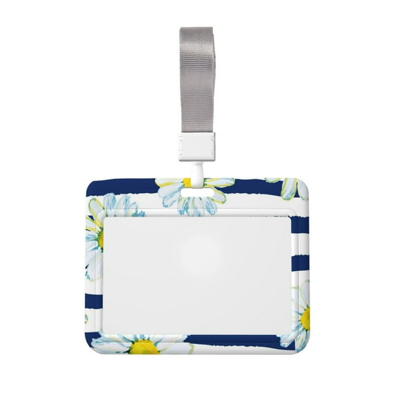 Naloa Daisy Striped Nautical Card Badge Holder Work Badge Sleeve for Office, School, Factory, ID Credit Cards, Driver Licenses and Passes
