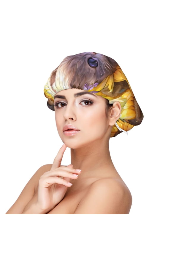 Daisy Sunflower Lazy Cat Adjustable Hair Bonnet for Sleeping, Hair Wrap Sleep Cap Turban for Women Men, Curly Straight Hair Long Large Braid Unisex