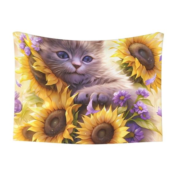 Naloa Daisy Sunflower Lazy Cat Dog Blanket, 3 Sizes Cat Blanket for Indoor Cats Large Medium Small Dog Gifts-