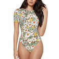 thumbnail image 1 of Naloa Daisy Women's Short-Sleeved Onesie, One-Piece Swimsuit for Parties, dates, clubs - Medium, 1 of 9