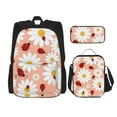 thumbnail image 1 of Naloa Daisy and Ladybug Print Large Capacity Backpack Lunch Bag Pencil Case Combination 3 Piece Set for Student, 1 of 8