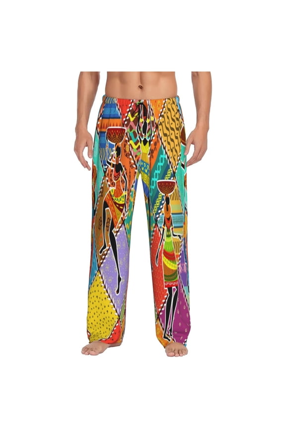 Dancing African Womans Pajama Pants Men, PJ Bottoms, Sleep & Lounge Pants-Large