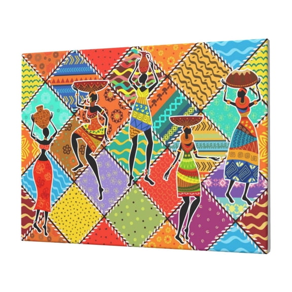 Naloa Dancing African Womans Print Canvas Picture,Wall Pictures, Modern Decorative Poster,Art Prints for Bedroom, Toilet, 40 x 30 cm, Built-in Wooden Frame