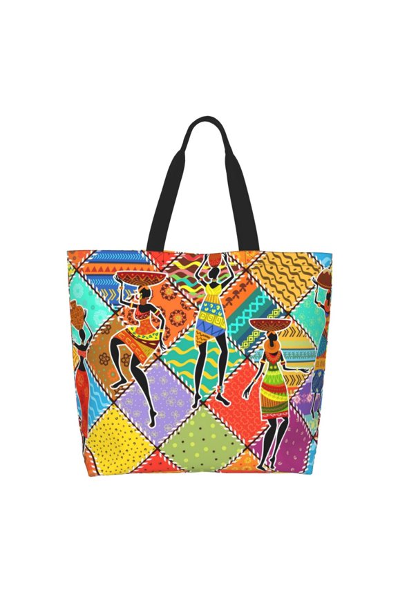 Dancing African Womans Tote Bag for Women Large Capacity Shoulder Bag for College Work Travel Shopping