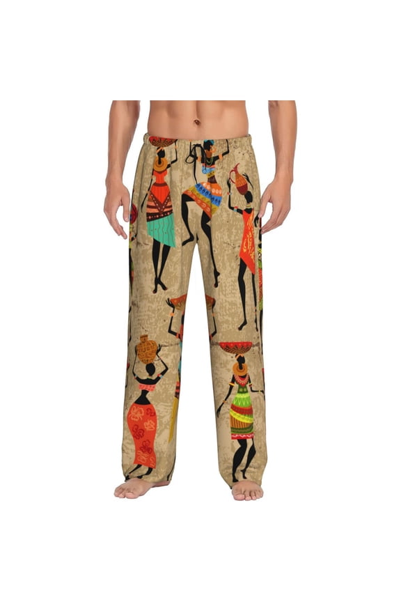 Dancing African Women Pajama Pants Men, PJ Bottoms, Sleep & Lounge Pants-X-Large