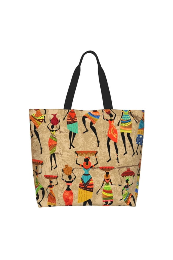 Dancing African Women Tote Bag for Women Large Capacity Shoulder Bag for College Work Travel Shopping