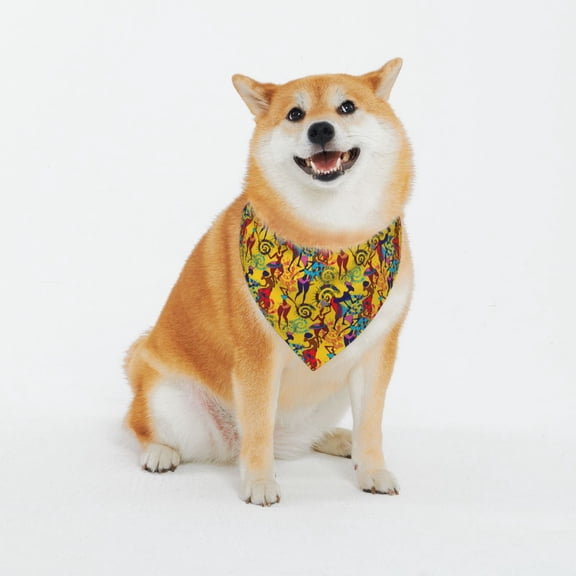 Naloa Dancing African Womens Dog Bandana Custom Dog Scarf Breathable Puppy Kerchief with Adjustable Bandana Bib for Dog and Cat-Large