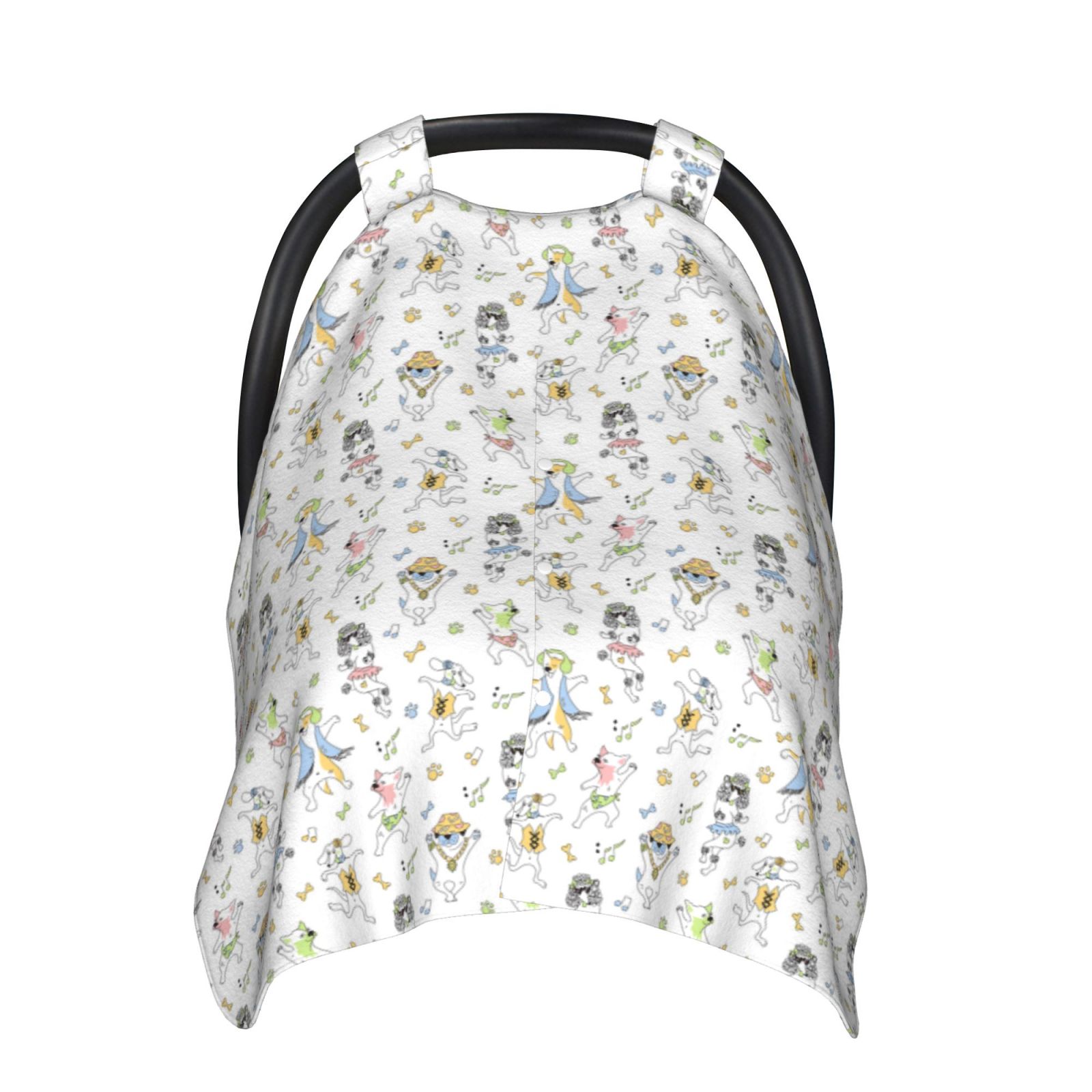 Naloa Dancing Dogs Baby Car Seat Cover, Breathable Baby Carrier Cover, Multiuse Baby Carrier Cover & Nursing Breastfeeding Cover