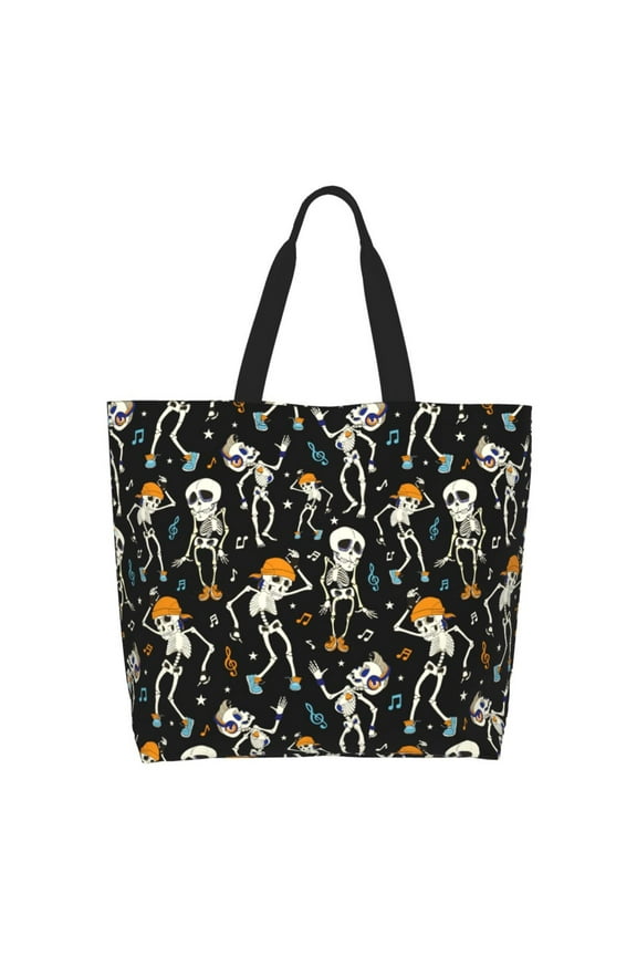 Dancing Skeleton Party Tote Bag for Women Large Capacity Shoulder Bag for College Work Travel Shopping