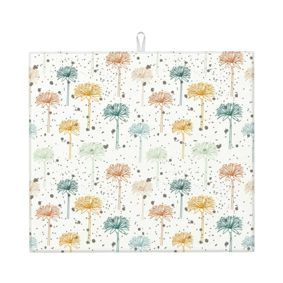 Naloa Dandelion Dish Drying Mat for Kitchen Counter, Heat Resistant Drainer Mats, Absorbent Draining Mat,Dish Rack Pad,16"x18"
