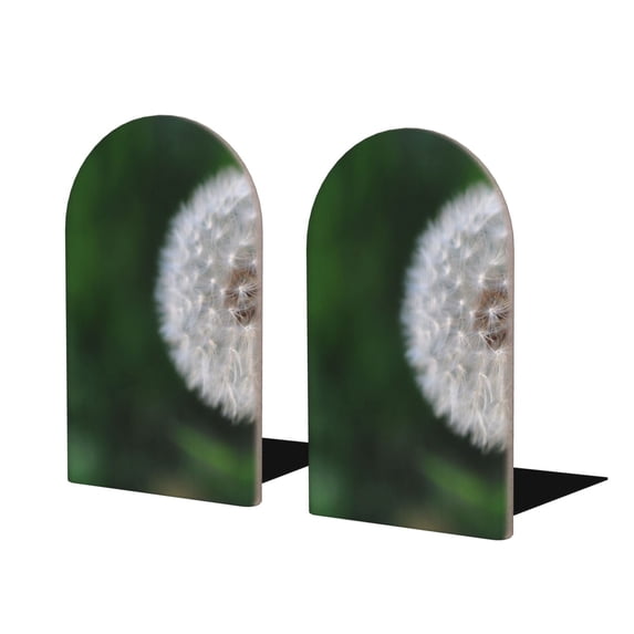 Naloa Dandelion Wood Non-Skid Bookend for Shelves,Book Ends for Heavy Books, Book Stand for CDs,1 Pair