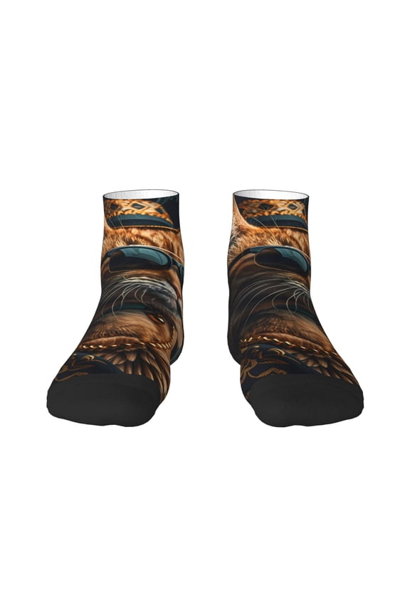 Dapper Cat in Sunglasses Ankle Socks for Women Non Slip Socks No Show Socks Classic Low Cut Casual Socks Casual Socks