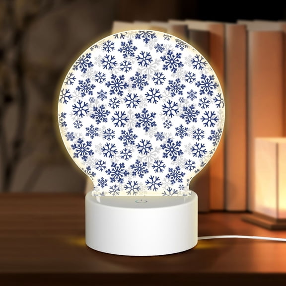 Naloa Dark Blue Snowflakes Acrylic LED Night Light Custom LED Lights Personalized Nightlight Customized Gifts for Family Couples Friends