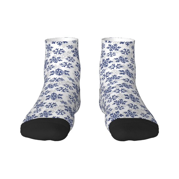 Naloa Dark Blue Snowflakes Ankle Socks for Women Non Slip Socks No Show Socks Classic Low Cut Casual Socks Casual Socks