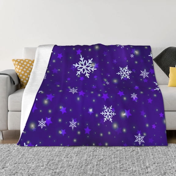 Naloa Dark Purple Snowflakes Flannel Fleece Throw Blanket for Bed Couch, Thick Blanket - All Seasons Suitable for Women, Men and Kids-40"x30"