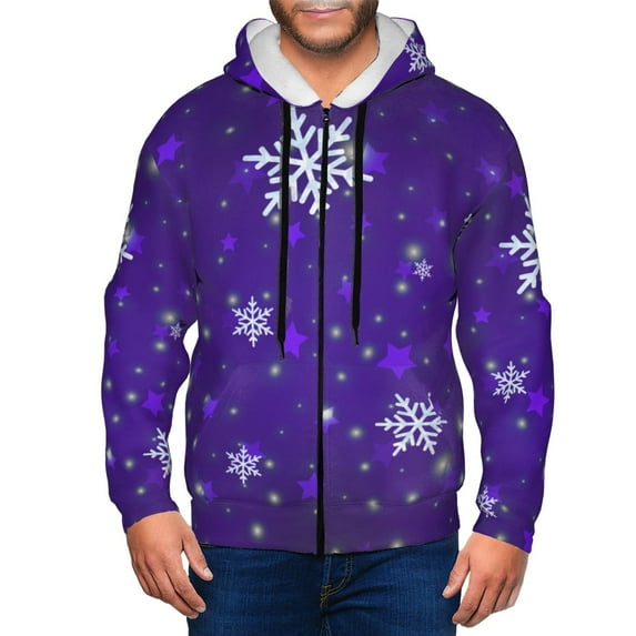 Naloa Dark Purple Snowflakes Men’s Hoodies, Zip up Hoodie, Sweatshirts,Hoodies for Men Sizes S-3XL-Medium