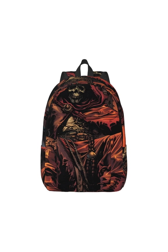 Dark Skull King Throne Canvas Backpack for Men Women Rucksack Casual Travel Daypack College Tote Satchel Bookbag for Teens-Medium