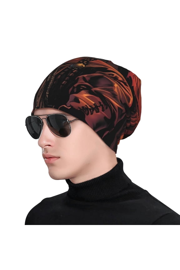 Dark Skull King Throne Soft Beanie Hat, Knit Beanie Daily Beanie in Fine Knit for Women Men Winter Travel, Outdoor