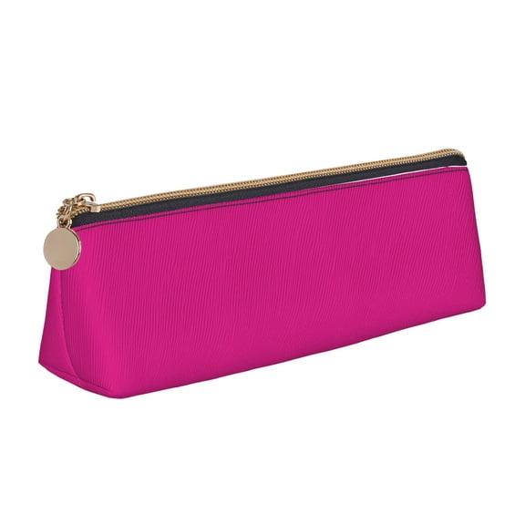 Naloa Darkmagenta Print Leather Pencil Case - Portable Big Capacity Pencil Pouch Organizer Bag Stationery Bag for Work & Office Pencil Pen Case