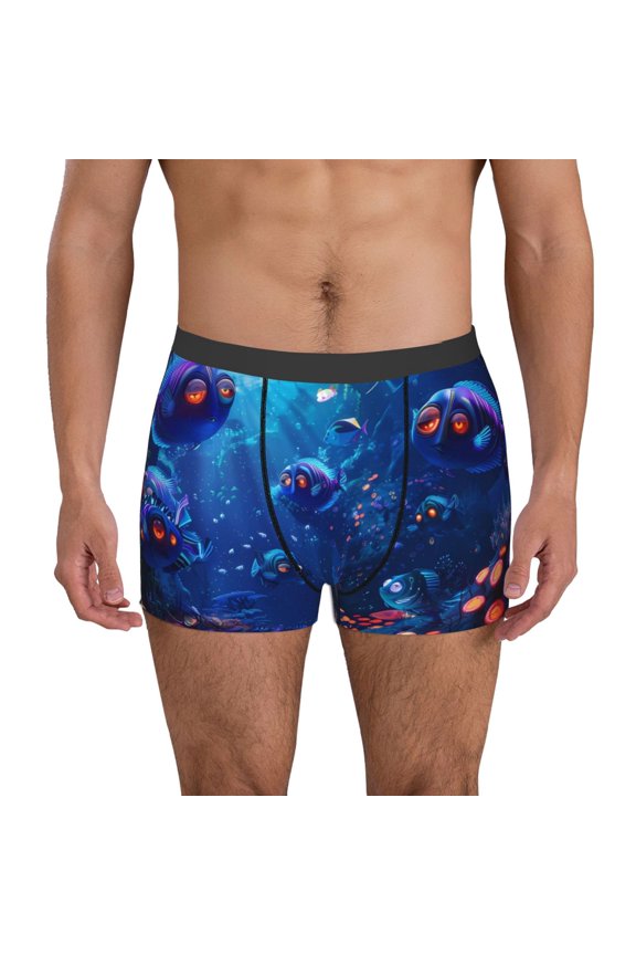 Deep Sea Glowing Fishes Mens Underwear - Boxers for Men, Mens Boxer Briefs, Classic Briefs for Men-Large