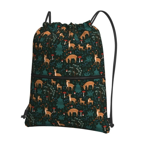 Naloa Deers In The Forest Drawstring Backpack String Bag Cinch Water Resistant for Gym Shopping Sport Yoga