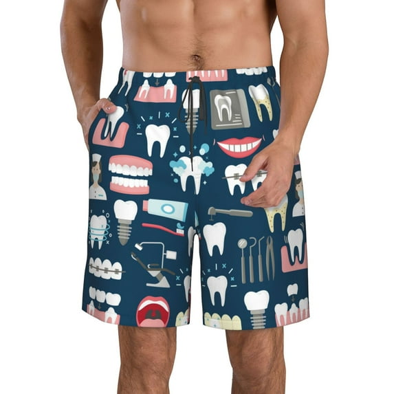 Naloa Dental Men's Beach Shorts, Surfing shorts, Swim trunks, Quick Dry Swim Trunks for Surfing Beach Fun - X-Large