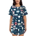 thumbnail image 1 of Naloa Dental Women's Short-Sleeved Pajama Set, Loungewear, Summer pajamas, Breathable Cozy - 3X-Large, 1 of 9