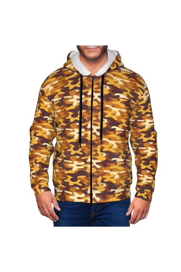 Desert Camouflage Men’s Hoodies, Zip up Hoodie, Sweatshirts,Hoodies for Men Sizes S-3XL-XX-Large