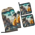 thumbnail image 1 of Naloa Desert Monkeys Drive Oven Mitts and Pot Holders 4 pcs Set, Cooking Baking Grilling Kitchen Oven Glove for Cooking, 1 of 6