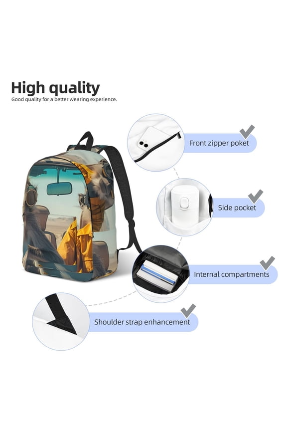 Desert Monkeys Drive Print Durable Canvas College Rucksack,Laptop Excursion Backpack,Travel Notebook School Backpack,Bookbag For Men Women