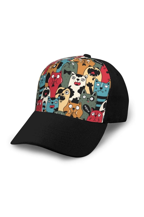 Different Cats 1 Adult adjustable Print Baseball Hat, Patchwork curved brim baseball capfor Men and Women, One Size