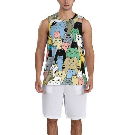 Naloa Different Cats Basketball Jersey Reversible Men's Mesh Athletic Sports Shirts Training Practice S-4XLMedium