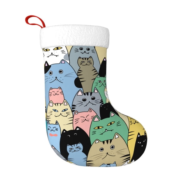 Naloa Different Cats Christmas Stockings Decorations, Xmas Ornaments, DIY Personalized Farmhouse Decor for Home Family Party Tree