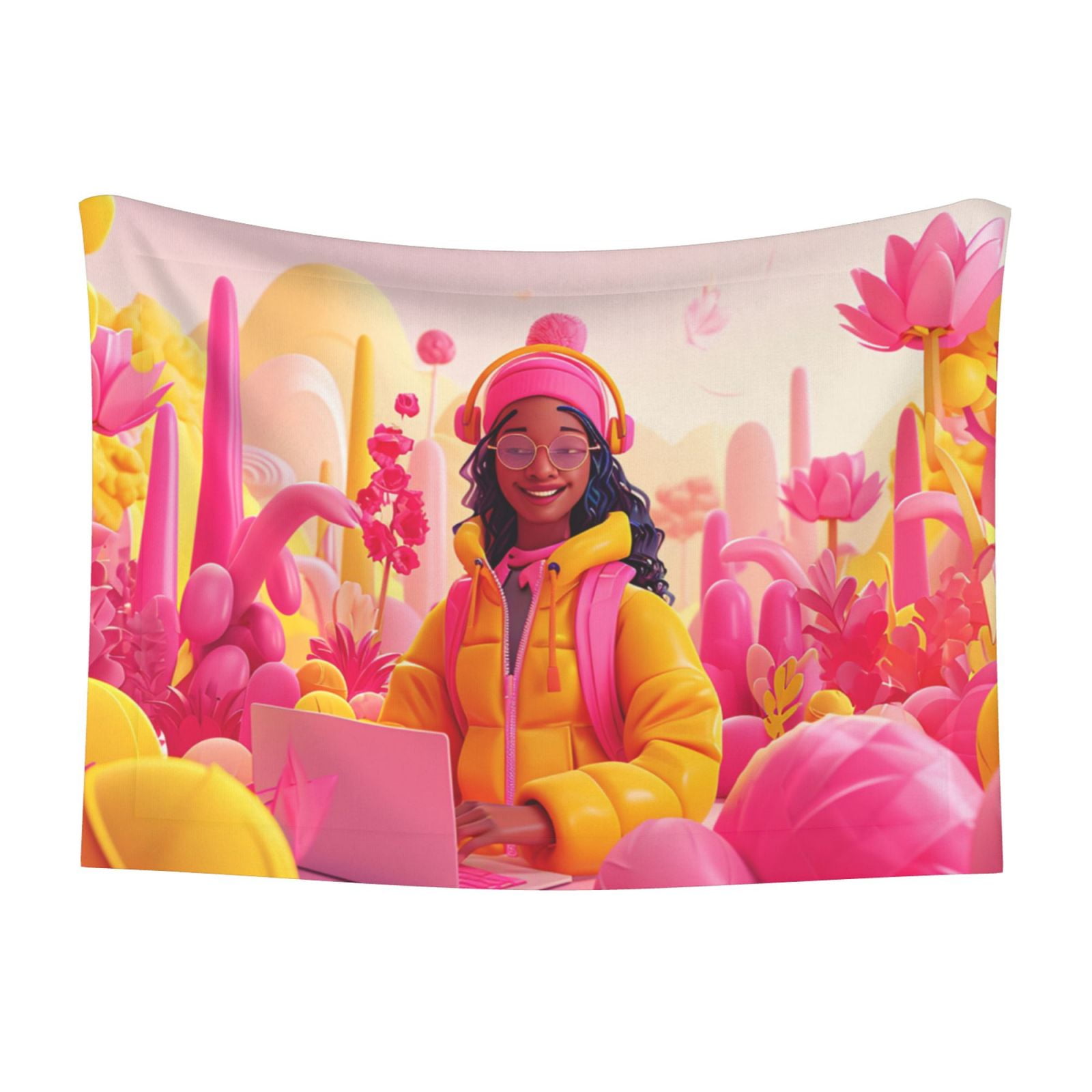 Naloa Digital Nomad Pink Landscape Dog Blanket, 3 Sizes Cat Blanket for Indoor Cats Large Medium Small Dog Gifts-Small