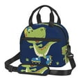 thumbnail image 1 of Naloa Dino Playing Roller Skate Print Lunch Bag for Women & Men Insulated Lunch Box or Cooler Lunch Tote Bags for Work, Travel, Outdoor, 1 of 5