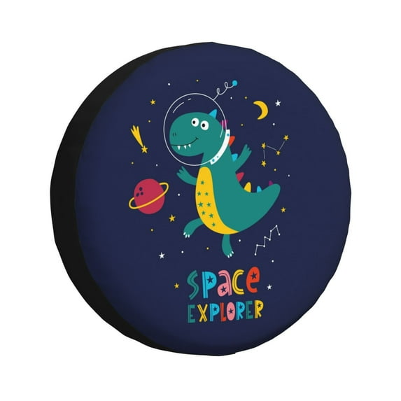 Naloa Dinosau Space Explorer PVC Leather Spare Tire Wheel Cover for Car Truck SUV Camper Trailer Universal Fit many size17 inch