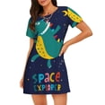 thumbnail image 1 of Naloa Dinosau Space Explorer Print Women Nightgowns,Womens Loungewear,Short Sleeve Sleepwear,Comfy Ladies Nightdress, 1 of 6