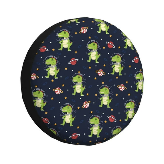 Naloa Dinosaur Astronaut PVC Leather Spare Tire Wheel Cover Spare Tire Cover, for Car Truck SUV Camper Trailer Universal Fit(14-17in)-14 inch