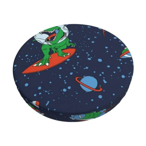 Naloa Dinosaur Astronaut Space Surfing Round Bar Stool Cushion Cover 12-14 inch, Fits Kitchen, Office, Restaurant Chairs - 12 inch