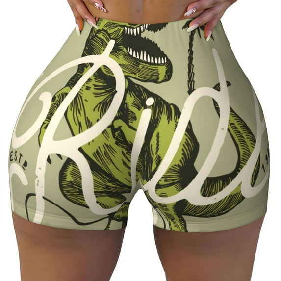 Naloa Dinosaur Biker Shorts for Women Seamless Scrunch Short Women’s Yoga Shorts for Gym Running Sport Shorts - Large