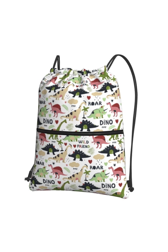 Dinosaur Drawstring Backpack String Bag Cinch Water Resistant for Gym Shopping Sport Yoga