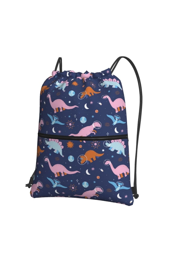 Dinosaur Drawstring Backpack String Bag Cinch Water Resistant for Gym Shopping Sport Yoga