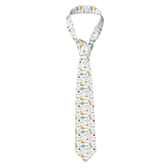Naloa Dinosaur Print Solid Color Tie Formal Necktie for Men，Suitable for business, daily life, work
