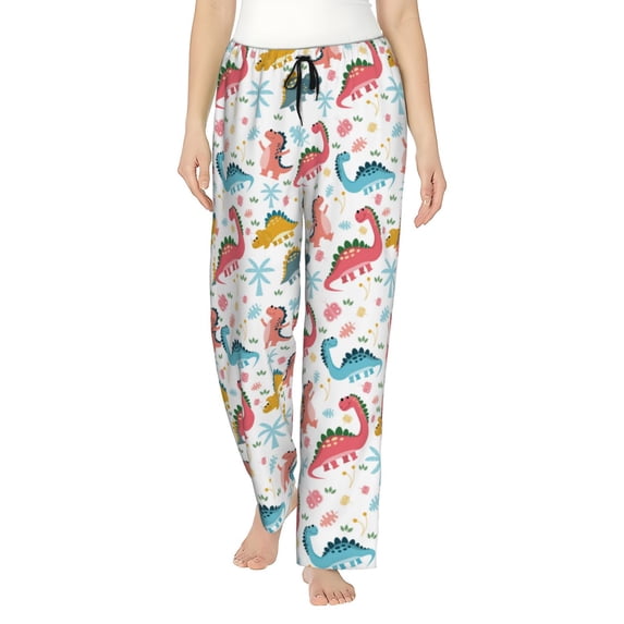 Naloa Dinosaur Print Women’s Ultra-Soft Comfy Pajama Lounge Pants with Pockets & Drawstring