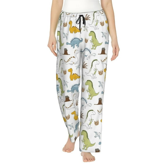 Naloa Dinosaur Print Women’s Ultra-Soft Comfy Pajama Lounge Pants with Pockets & Drawstring