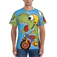 thumbnail image 1 of Naloa Dinosaur Riding a Motorcycle Men's T-Shirt Sport T-shirt Men's Basic Tee Casual Men's Shirt, Round Neck, Short Sleeves - X-Large, 1 of 5