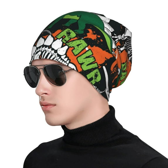 Naloa Dinosaur Skeleton Soft Beanie Hat, Knit Beanie Daily Beanie in Fine Knit for Women Men Winter Travel, Outdoor