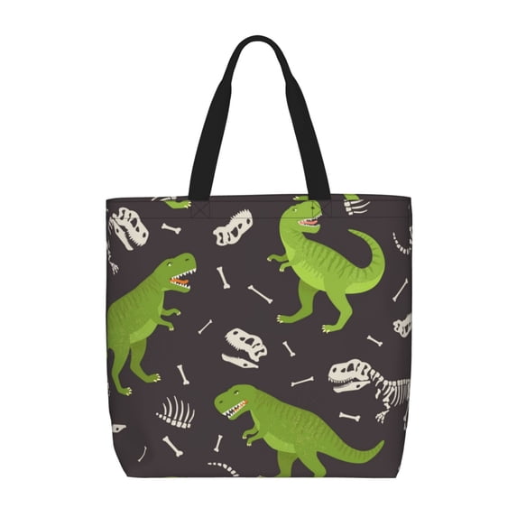 Naloa Dinosaur Skeleton Tote Bag for Women, Foldable Tote Bag With Zipper, Large Shoulder Bag, Top Handle Handbag for Travel, Work, Shopping